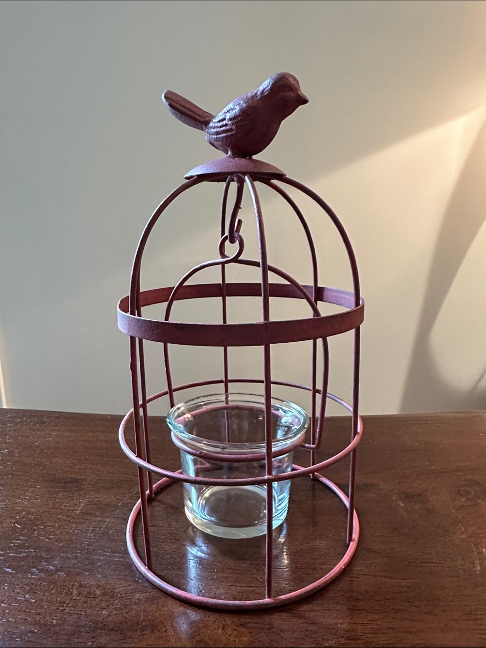 Metal birdcage tea light holder • glass • candle
